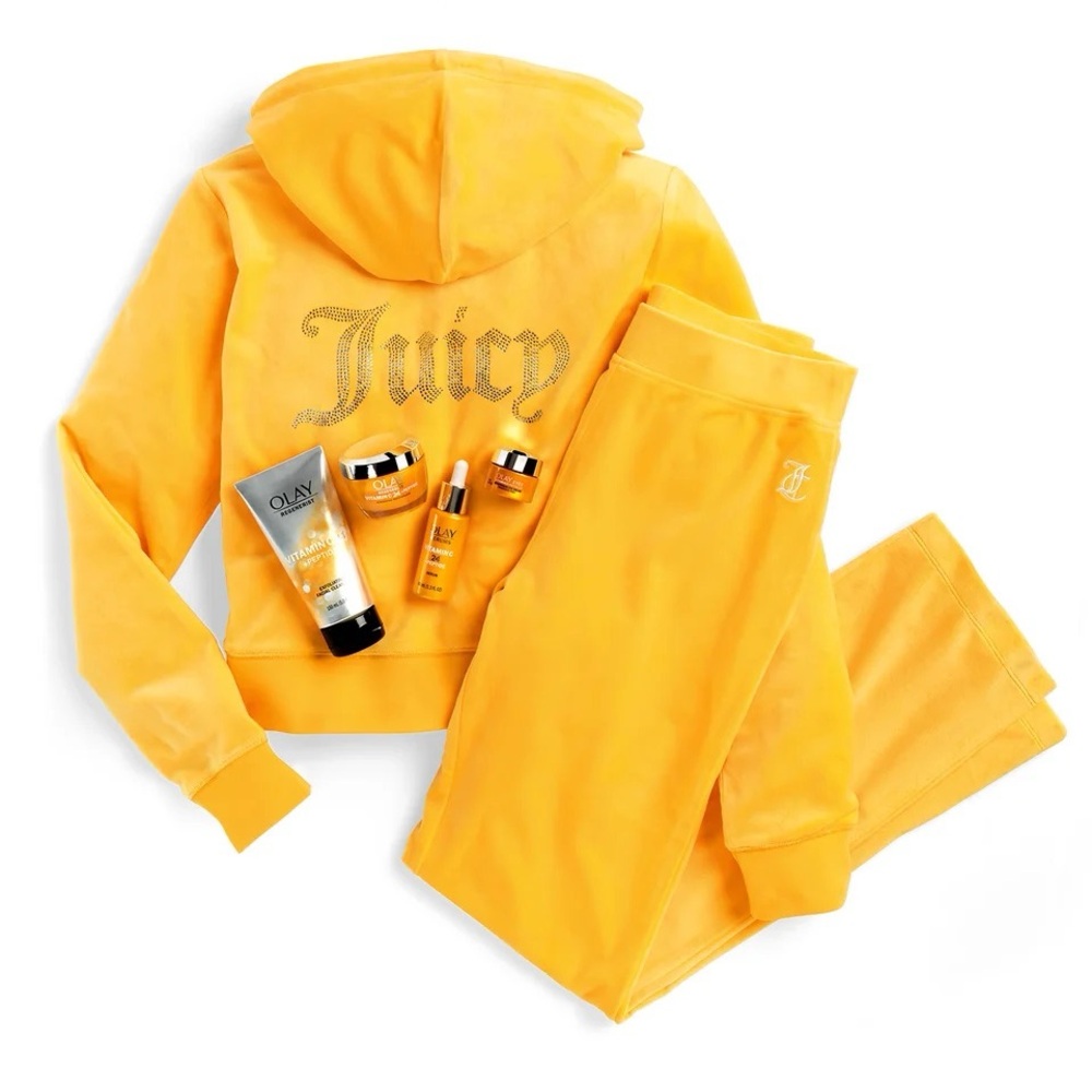 Limited Edition Velour Track Pants in Marigold Yellow